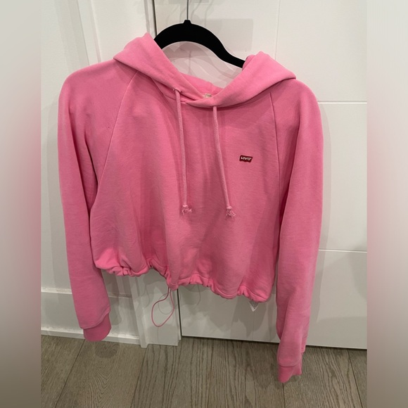 Like New Levi’s Bubblegum Pink Cropped Cinchable Hoodie - medium - Picture 2 of 3